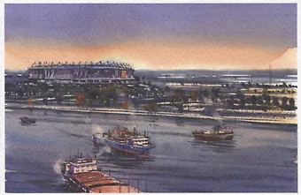 Открытка Ростов-на-Дону Стадион (илл. Баянов) (Орех сувениры)