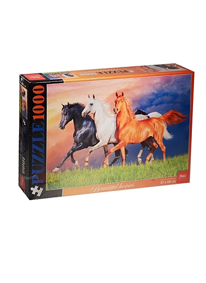Пазлы 1000 А2ф Красивые лошади от 12 до 99 лет (1000ПЗ2_13357) (45х68см) (3+) (Hatber) (коробка) - фото 1