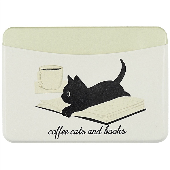 Чехол для карточек горизонтальный Cofee cats and books (котенок) - фото 1