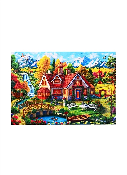 Алмазная мозаика "Дом с уютным двориком", 30 х 40 см - фото 1