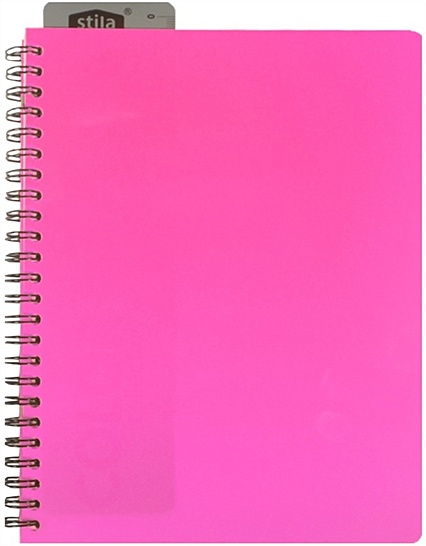 Тетрадь 96л кл. "NEON PINK" спираль, закладка-линейка, пластик.обл., ярко-розовая, stila - фото 1