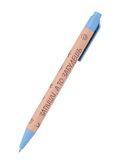 Ручка шариковая авт. синяя EKO "Запиши, а то забудешь", 0,7мм - фото 1