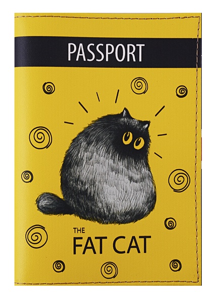 Обложка для паспорта Fat cat (кожа) (ПВХ бокс) - фото 1