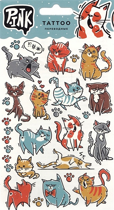 Наклейки-тату переводные "Смешные коты" - фото 1