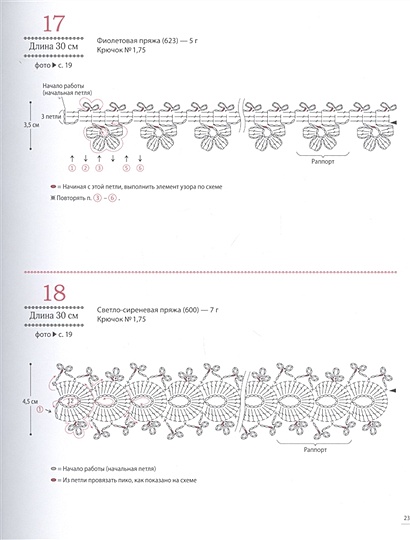 Японское вязание крючком 100 великолепных дизайнов кружевной тесьмы каймы и бордюров