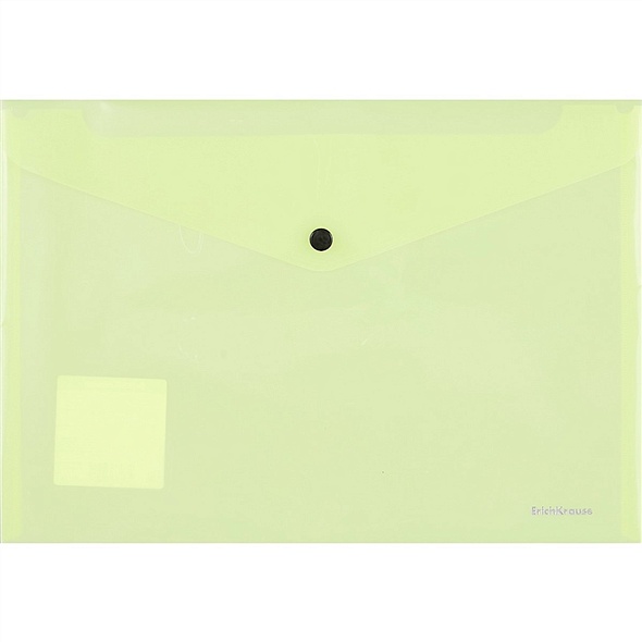 Папка-конверт А4 на кнопке "Glossy Neon" полупрозр.пластик, желтый, Erich Krause - фото 1