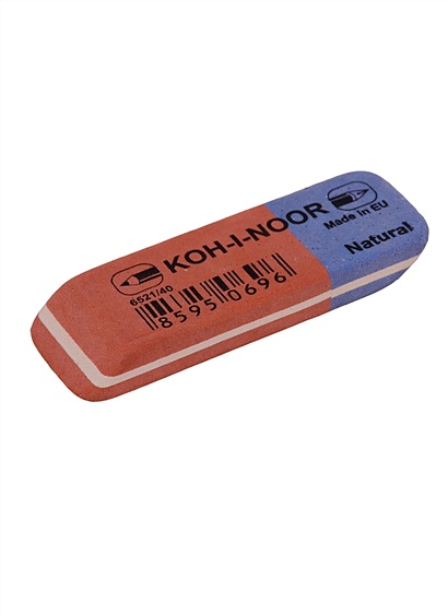 Ластик KOH-I-NOOR 6521/40 каучук 60х20х8 мм красно-синий - фото 1
