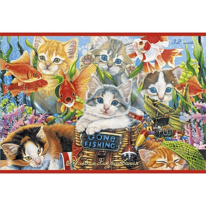 Альбом для рисования «Котята и рыбки», 32 листа - фото 1