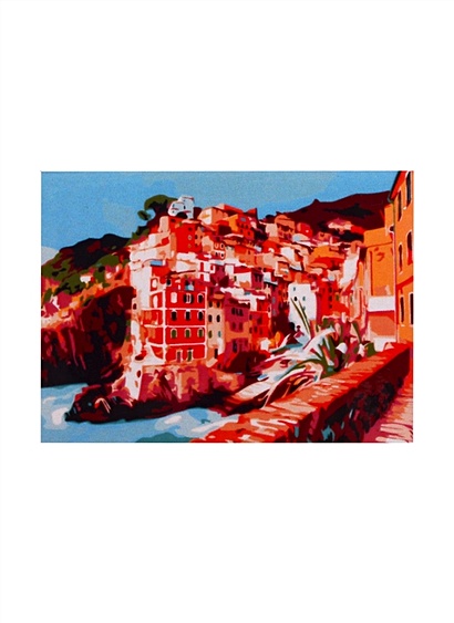 Холст с красками по номерам "Город на утесе у моря", 22 х 30 см - фото 1