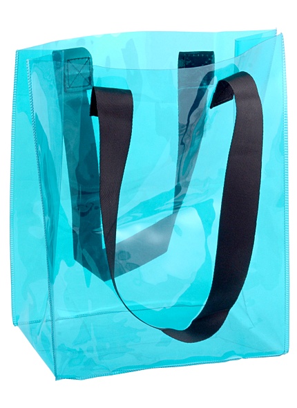 Сумка-шоппер прозрачная/синяя (ПВХ) (33Х27Х10) - фото 1