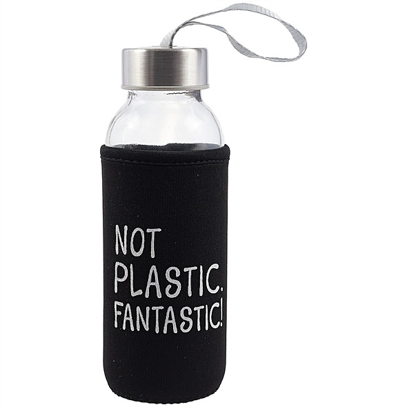 Бутылка в чехле с цветом Not Plastic Fantastic (черная) (300мл) (стекло) - фото 1