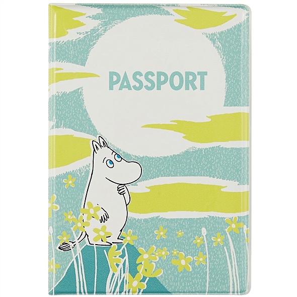 Обложка для паспорта MOOMIN Муми-тролль, цветы и солнце (ПВХ бокс) - фото 1