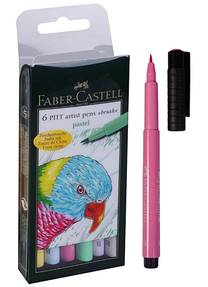 PITT Artist Pen, набор цветов, пастельные оттенки, в футляре, 6 шт. - фото 1