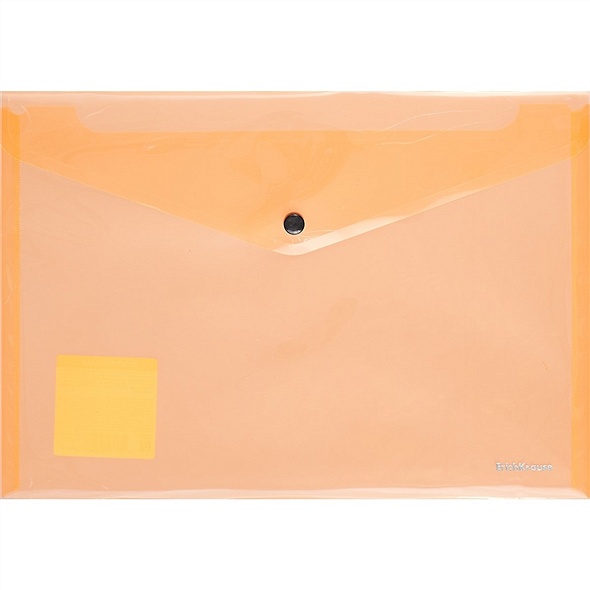 Папка-конверт A4 на кнопке "Glossy Neon" полупрозр.пластик, оранжевый, Erich Krause - фото 1