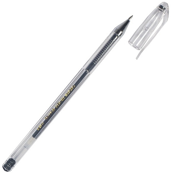 Ручка гелевая 0.5мм, черная, Crown - фото 1