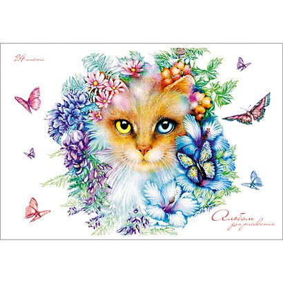Альбом для рисования «Кошка в цветах», 24 листа - фото 1