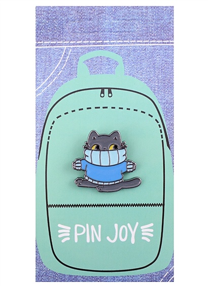 Значок Pin Joy Котик в свитере (металл) - фото 1