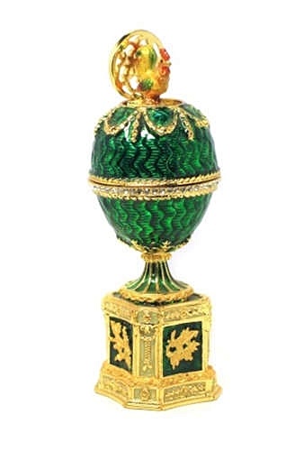 Сувенир, АКМ, Faberge Яйцо Шантеклер (встроенный петух) 8см цв.зеленый JD1159-4 - фото 1