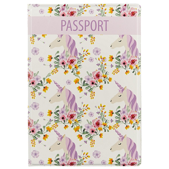 Обложка на паспорт «Единороги с цветами» - фото 1