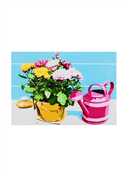 Холст с красками по номерам "Букет и розовая лейка", 30 х 40 см - фото 1