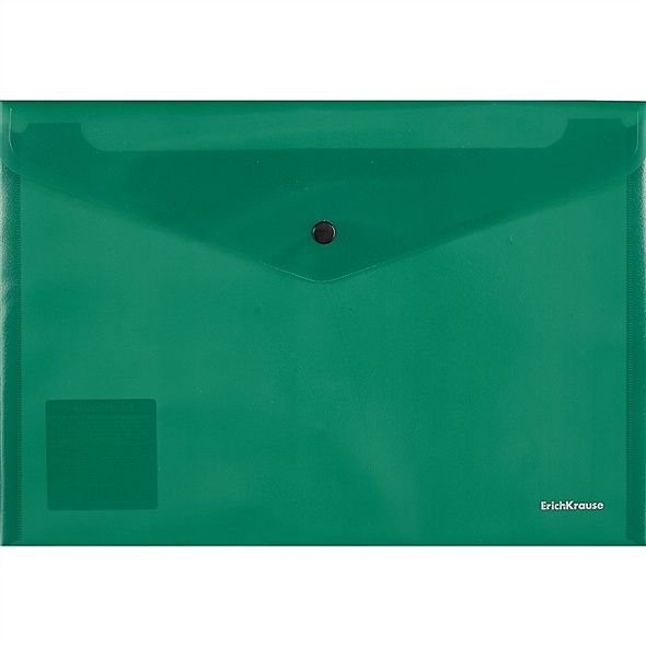 Папка-конверт А4 на кнопке "Fizzy Classic" непрозрачн.пластик, зеленый, Erich Krause - фото 1