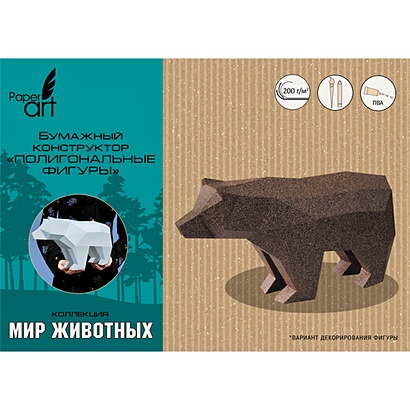 Игрушка-маска из мелованного картона «Paper Art. Медведь» - фото 1