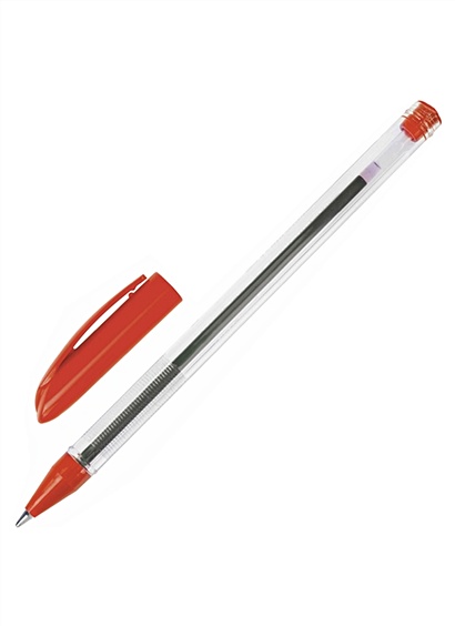 Ручка шариковая масляная красная "Rite-Oil" корпус прозрачный, 0,7мм, линия 0,35мм, BRAUBERG - фото 1