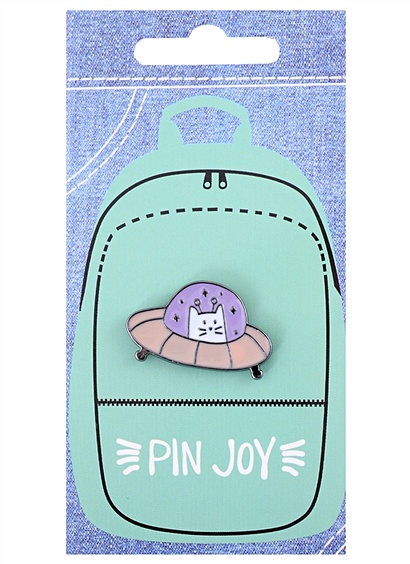 Значок Pin Joy Котик НЛО (металл) (12-08599-945) - фото 1
