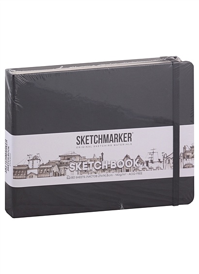 Скетчбук 21*14 80л "Sketchmarker" черный, нелинованн. 140г/м2, слоновая кость, тв.обл - фото 1