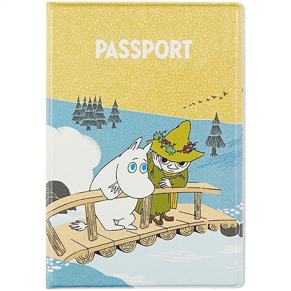 Обложка для паспорта MOOMIN Муми-тролль и Снусмумрик на мосту (ПВХ бокс) - фото 1