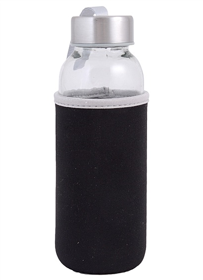 Бутылочка в чехле (черная) (стекло) (300мл) - фото 1