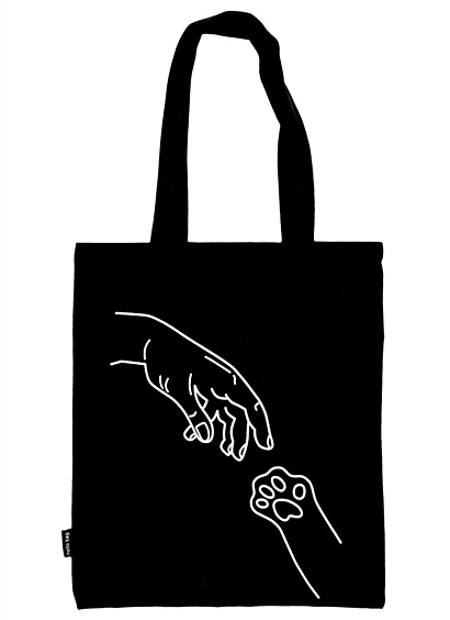 Сумка-шоппер "Рука и лапка" черная, 40 х 32 см - фото 1