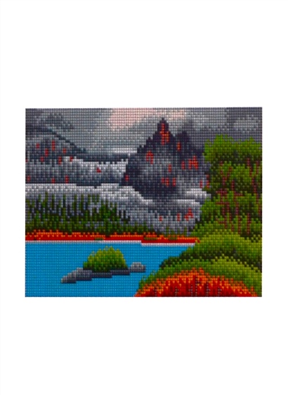 Алмазная мозаика с полным заполнением стразами, классическая "Красивое озеро в горах", 22 х 32 см - фото 1
