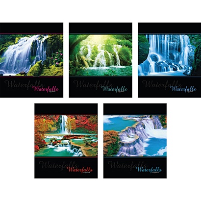 Живописные водопады 48л., 5 видов ТЕТРАДИ А5 (*скрепка) 48Л. Обложка: без отделки - фото 1