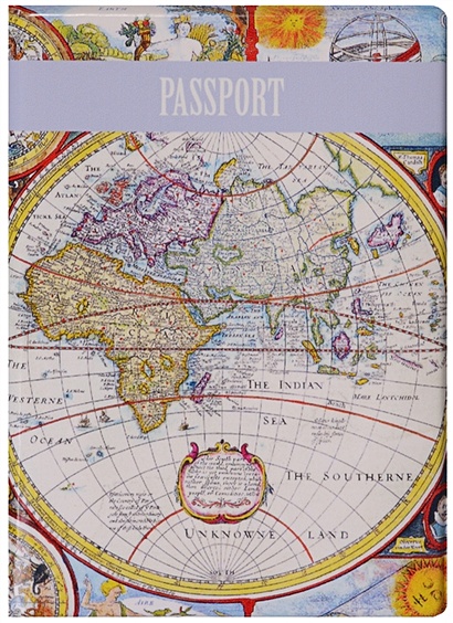 Обложка для паспорта "Старинная карта мира" - фото 1