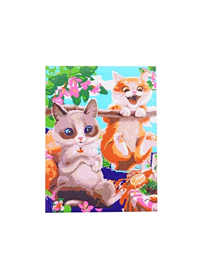 Холст с красками по номерам "Резвящиеся котята в весенний день", 17 х 22 см - фото 1
