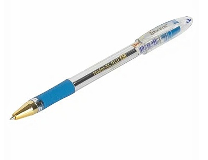 Ручка шариковая масляная синяя "Model-XL GLD" с грипом, узел 0,5мм, линия 0,25мм, BRAUBERG - фото 1