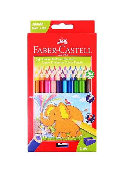 Цветный карандаши "Слоник" Jumbo, набор цветов, в картонной коробке, 24 шт - фото 1