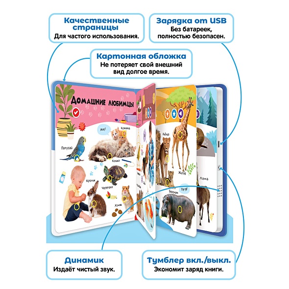 Нажималка. Животные. Говорящая интерактивная электронная книга ...
