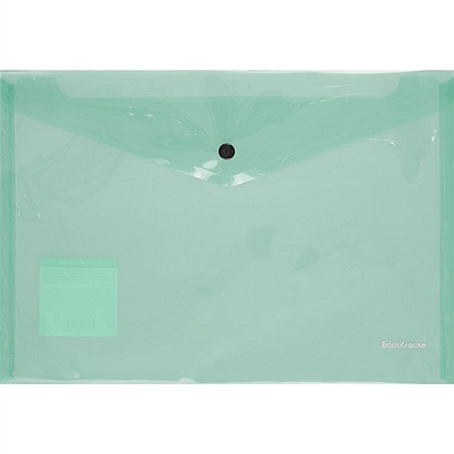 Папка-конверт А4 на кнопке "Glossy Classic" полупрозрачн.пластик, зеленый, Erich Krause - фото 1