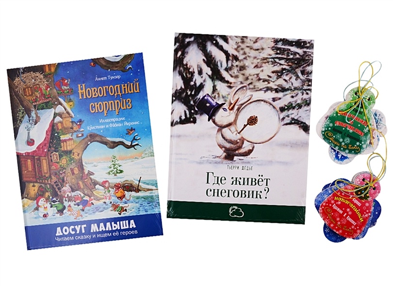 Подарочный набор "Новогодний сюрприз" (Комплект из 2 книг + 12 елочных игрушек с веселыми стихами) - фото 1
