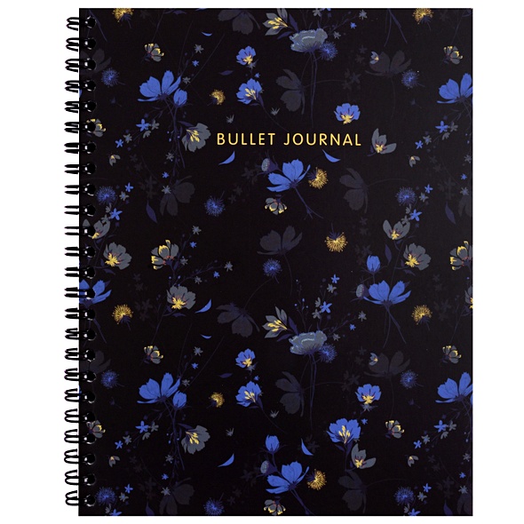 Книга для записей А5 144л тчк. "Bullet Journal (полночные цветы)" - фото 1