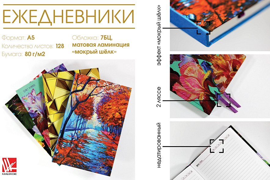 Ежедневник, Эксмо А5 128л. н/датир. Графика. Акварельный орнамент твердая обложка - фото 3