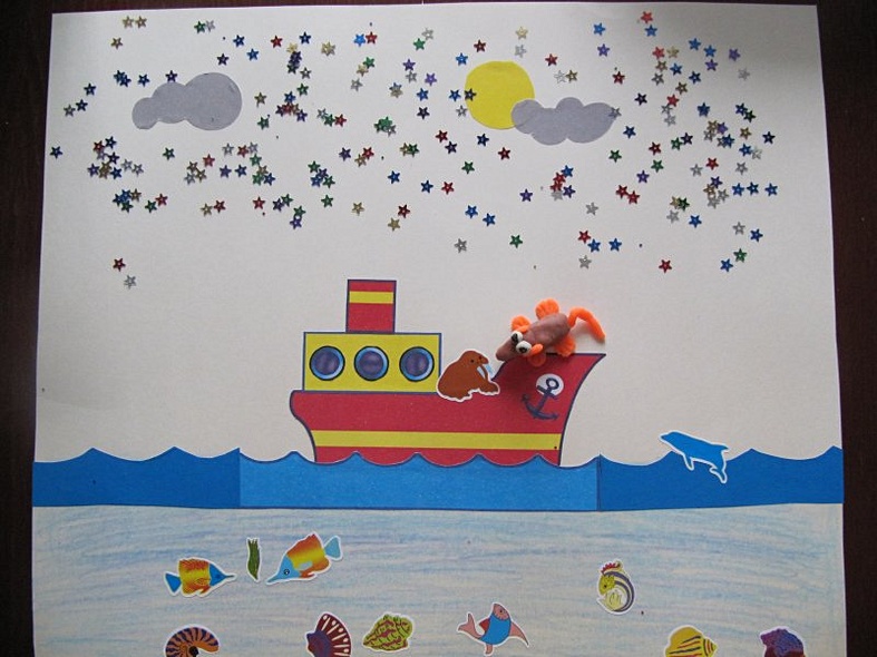 По морям, по волнам. Аппликация для малышей - фото 6