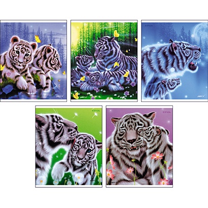 "The art of Kentaro Nishino". Белые тигры  ЛИЦЕНЗИЯ 48л., 5 видов ТЕТРАДИ А5 (*скрепка) 48Л. Обложка: high-class - фото 1
