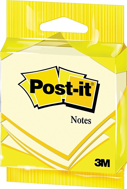 Блок бумаги 76*76 самоклеящийся Post-it 100л, канареечный-желтый, подвес, 3M - фото 1