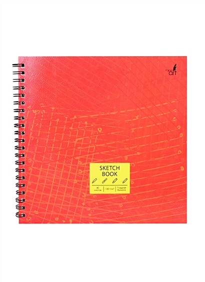 Скетчбук 190*190 40л "SKETCHBOOK. Красная текстура" белый офсет, 120г/м2, тв.обложка, евроспираль - фото 1