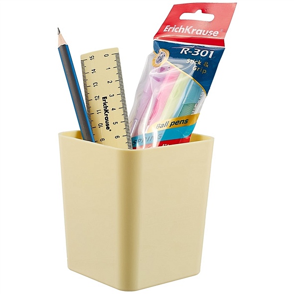 Набор настольный Base (4ручки, карандаш, линейка), Pastel, желтый - фото 1