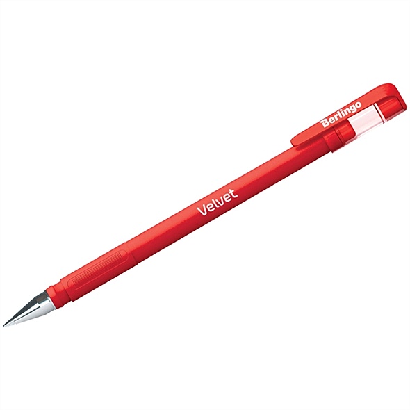Ручка гелевая красная "Velvet" 0,5мм, прорезиненный корпус, Berlingo - фото 1