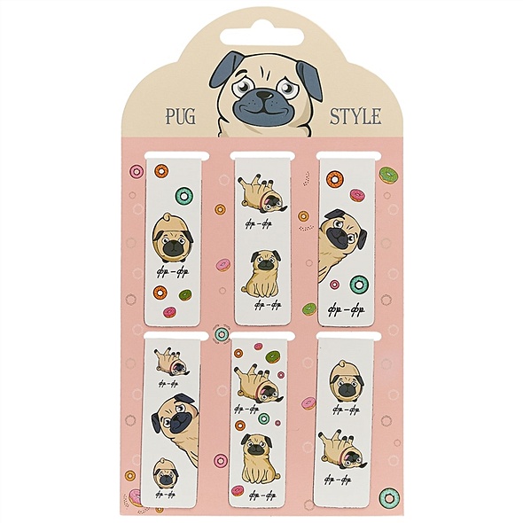 Магнитные закладки «Pug style», 6 штук - фото 1